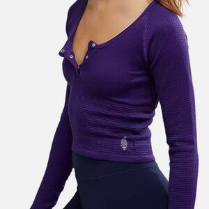 FP Movement by Free People Deep Purple Long Sleeve Top NWT $68